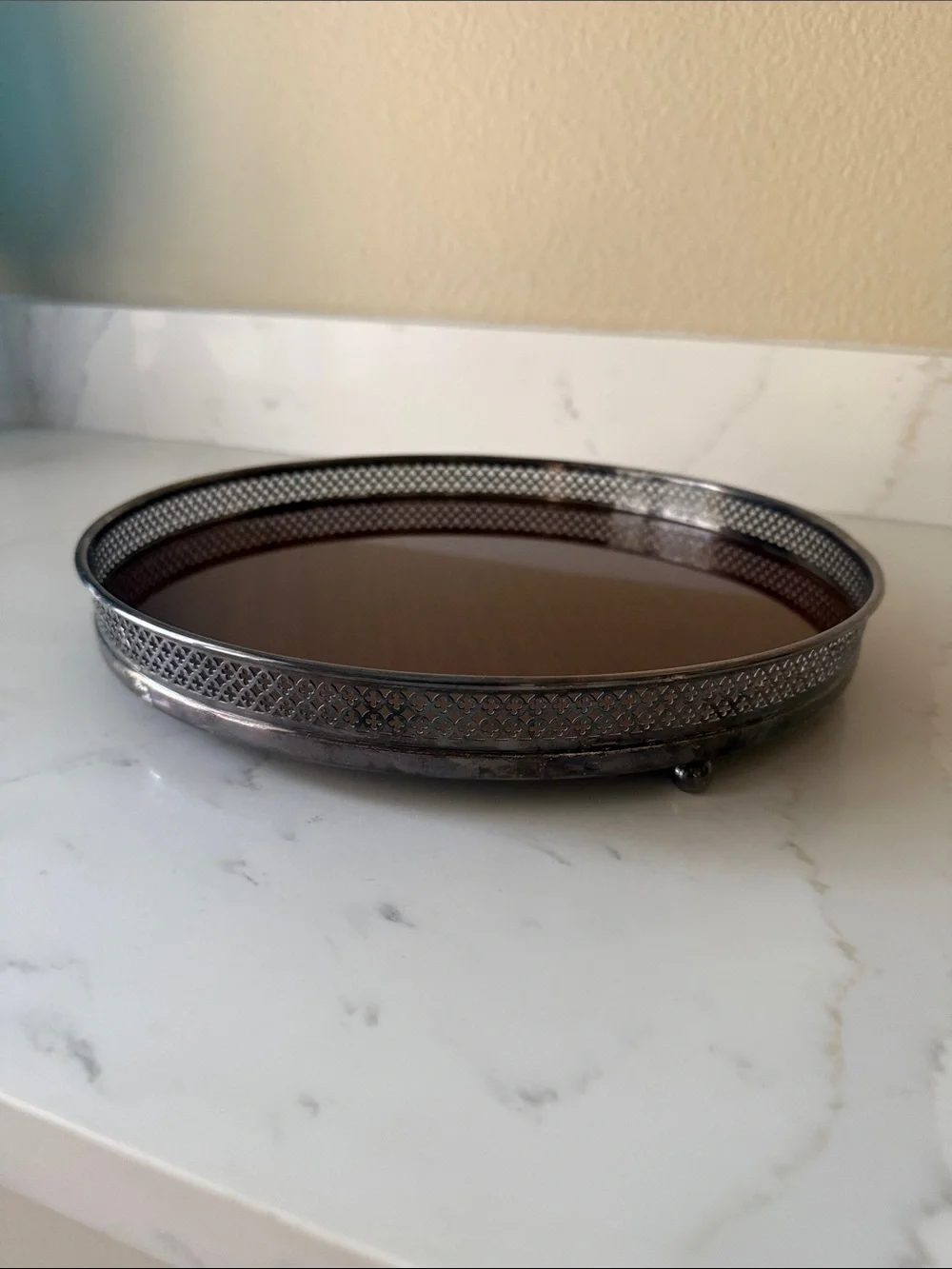 Vintage Formica Bar Tray Silver Plate